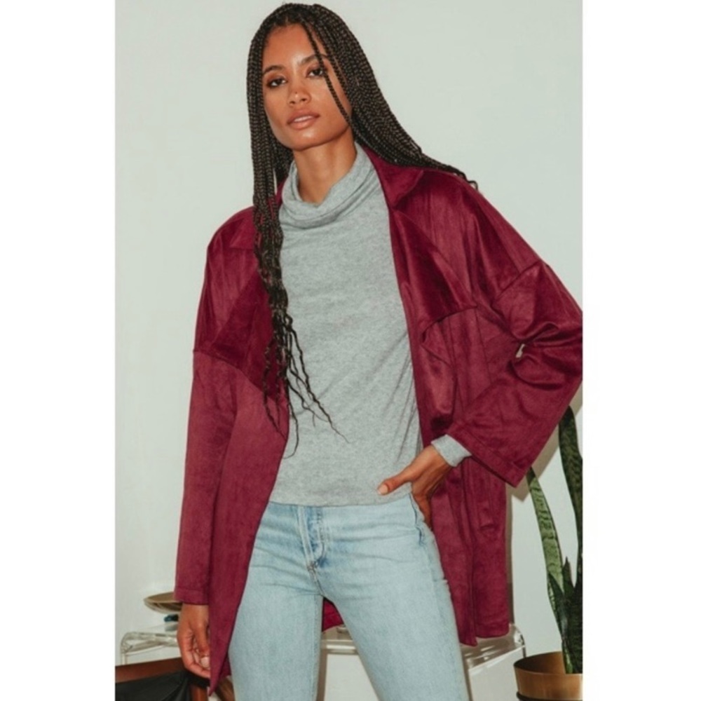 Lulu’s Lucky Break Suede Oversized Jacket Size Small